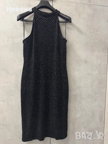 Официална черна блестяща рокля, кадифе, размер L-XL