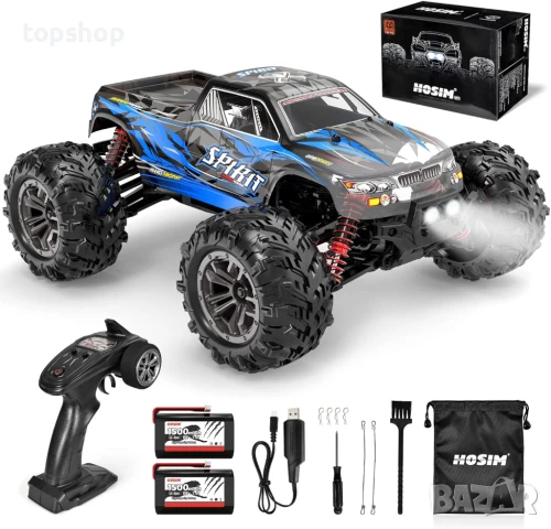 Hosim 1:16, 4WD кола с дистанционно 40+ км/ч с 2 батерии, радиоуправляем офроуд RC камион..., снимка 2 - Електрически играчки - 50649760