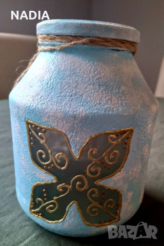 Декориран буркан, снимка 2 - Декорация за дома - 52347851