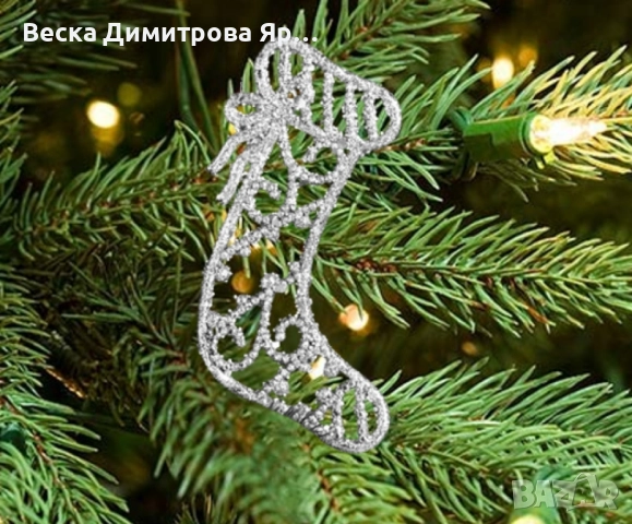 Коледна блестяща украса за елха във форма на Коледен чорап, снимка 4 - Декорация за дома - 52301656