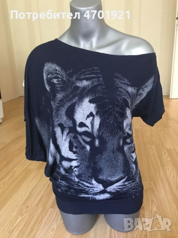 Дамска блуза с тигър, снимка 2 - Корсети, бюстиета, топове - 53136971