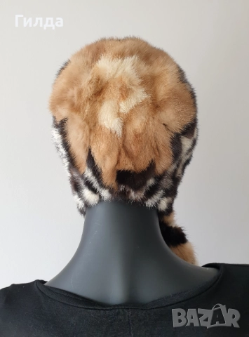 шапка естествен косъм норка визон S, снимка 4 - Шапки - 52751253