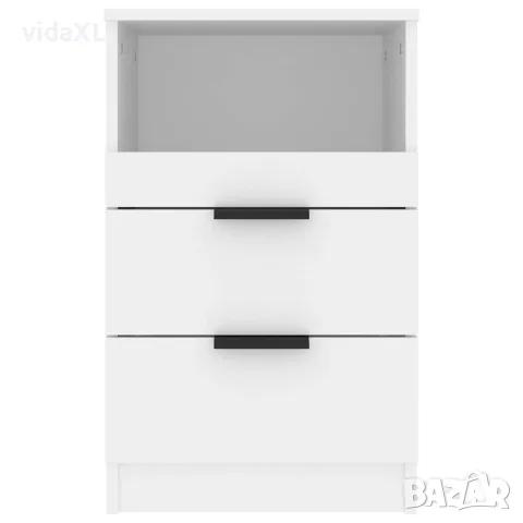 vidaXL Нощни шкафчета, 2 бр, бели, инженерно дърво, снимка 6 - Шкафове - 56148002