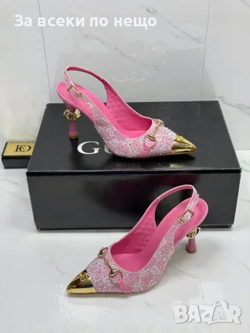 Gucci Елегантни Черни Дамски Обувки С Ток И Кристали - Различни Цветове Код SEM-378, снимка 3 - Дамски обувки на ток - 55864548