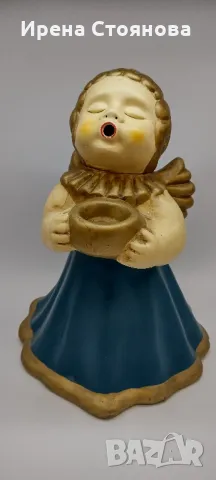 Декоративен,  коледен ангел с място за свещ, Германия. Височина 36 см, снимка 2 - Декорация за дома - 48095919