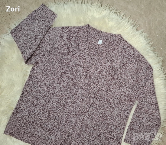 РАЗКОШНА блуза в бежово-бордо-сребрист меланж за гръдна обиколка от 126см до 148см, снимка 5 - Блузи с дълъг ръкав и пуловери - 52960520