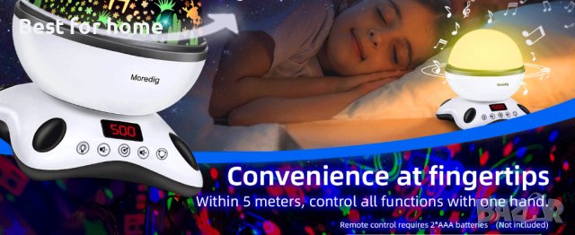 Детска прожекционна лампа с бели звуци Moredig и две плаки, снимка 11 - Мебели за детската стая - 41926370