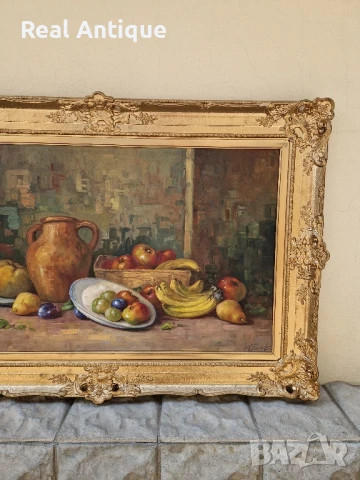 Изключителна огромна антикварна авторска майсторска картина масло върху платно , снимка 4 - Антикварни и старинни предмети - 50644642