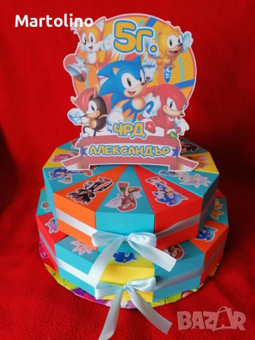 Картонена торта Соник