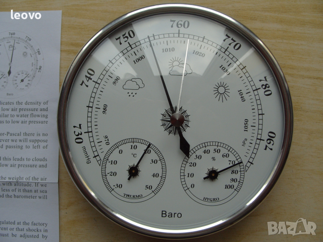 Барометър. Уред за прогнозиране на времето.  Българско упътване, снимка 3 - Други стоки за дома - 44594784