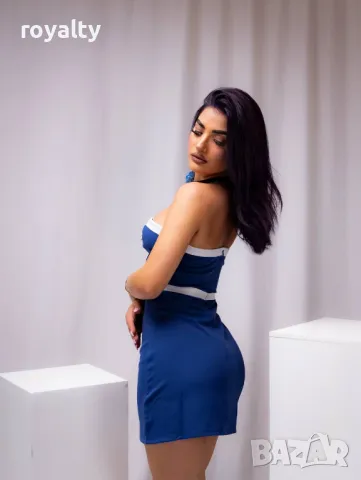 Синя стилна дамска рокля , снимка 4 - Рокли - 50375040