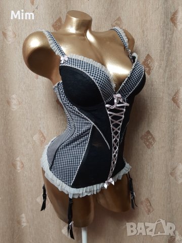  Censored 75 С Черен корсет с жартиери , снимка 5 - Корсети, бюстиета, топове - 40992745