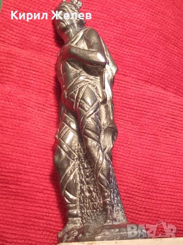 КРАСИВА АВТОРСКА АРТ СТАТУЕТКА БЯЛ МЕТАЛ СКУЛПТУРА МАЛКА ПЛАСТИКА МРАМОРЕН ПОСТАМЕНТ 28637, снимка 2 - Статуетки - 37199592