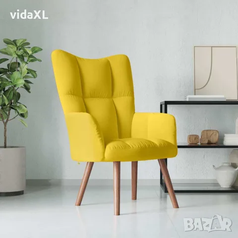 vidaXL Релакс стол, горчица жълто, кадифе, снимка 2 - Дивани и мека мебел - 56146841
