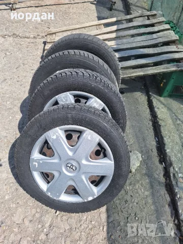 комлект гуми с джанти 14 4x100 4.5j,за тойота айго с оригиналните тасове, снимка 3 - Гуми и джанти - 55945878