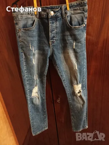 Мъжки светло сини дънки с накъсвания, снимка 14 - Дънки - 47332837