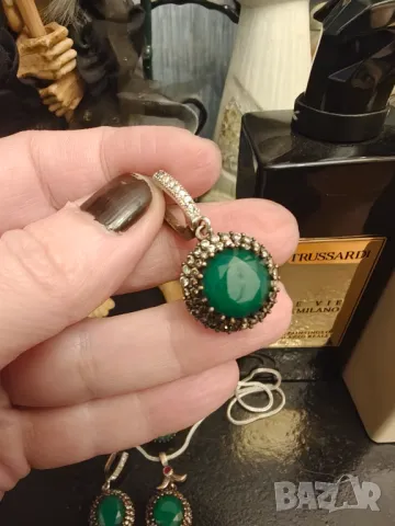 Антикварен сребърен лот смарагди цирконий рубин, снимка 2 - Бижутерийни комплекти - 50037694