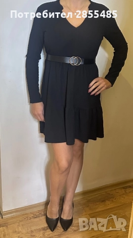 Рокля черна, разкроена, снимка 2 - Рокли - 52096969