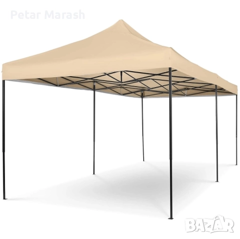 Луксозна градинска шатра KraftWorld 3×6 м – премиум бежово платнище, сгъваема конструкция, снимка 2 - Градински мебели, декорация  - 51465136