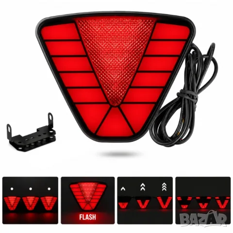 Триъгълен LED стоп тип F1 с мигащ светлинен режим, снимка 3 - Аксесоари и консумативи - 55864181