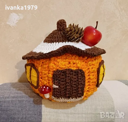 Плетена тиква къщичка , снимка 3 - Декорация за дома - 47636450