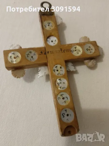  Автентичен Възрожденски кръст 19ти  от Йерусалим седеф  Божи гроб, снимка 4 - Антикварни и старинни предмети - 48802777