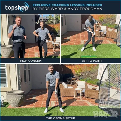 ME AND MY GOLF Постелка за голф с двойна трева, включва видеоклипове с инструкции за обучение, черна, снимка 6 - Голф - 50355190