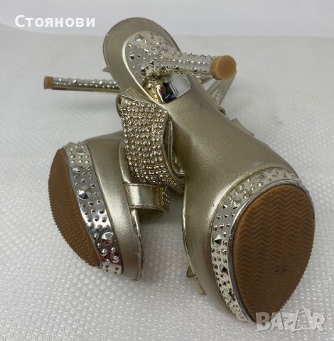 Летни Сандали с камъчета и висок ток , снимка 7 - Дамски обувки на ток - 41834768