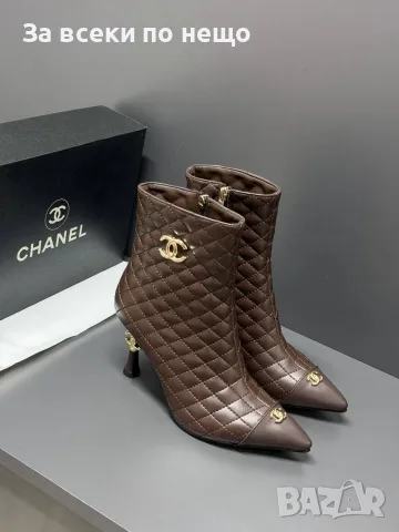 Chanel Елегантни Капитонирани Дамски Боти С Ток И Златисти Детайли Код E260