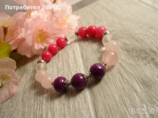 Дамска гривна от естествени камъни, снимка 3 - Гривни - 39578541