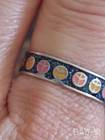 Сребърен "хипарски" пръстен, снимка 2 - Пръстени - 53873334