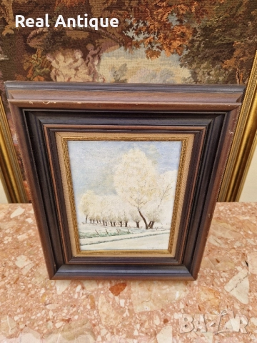 Много добра антикварна авторска френска картина масло върху платно , снимка 7 - Картини - 51503369