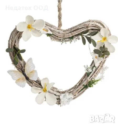 Декоративно висящо сърце, 22x2,5x19 см