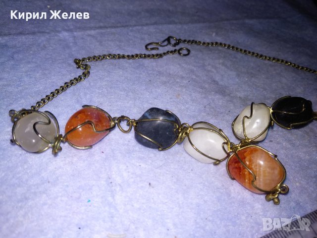 СТАРО РЕТРО АРТ КОЛИЕ РЪЧНА МАЙСТОРСКА ИЗРАБОТКА с НАТУРАЛНИ ПОЛУСКЪПОЦЕННИ КАМЪНИ 38919, снимка 5 - Колиета, медальони, синджири - 41865393