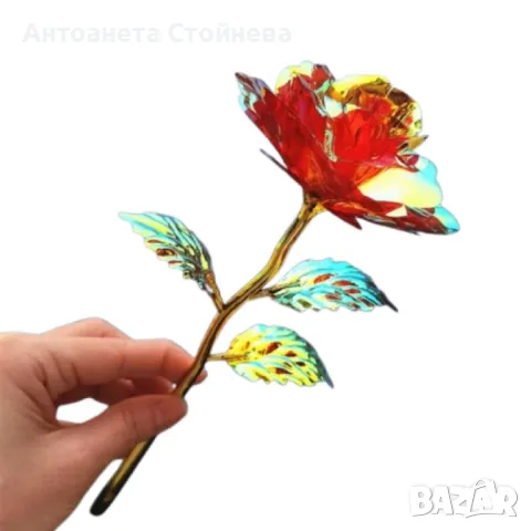 Светеща роза в луксозна прозрачна опаковка, снимка 4 - Декорация за дома - 48845279