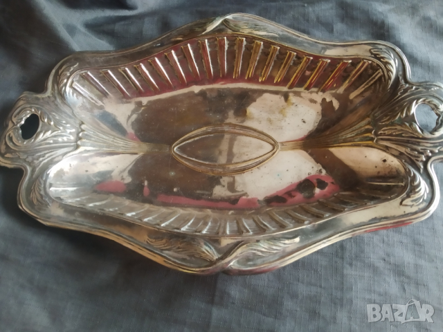 посребрена стара купа фруктиера арт нуво, снимка 4 - Други ценни предмети - 36480896