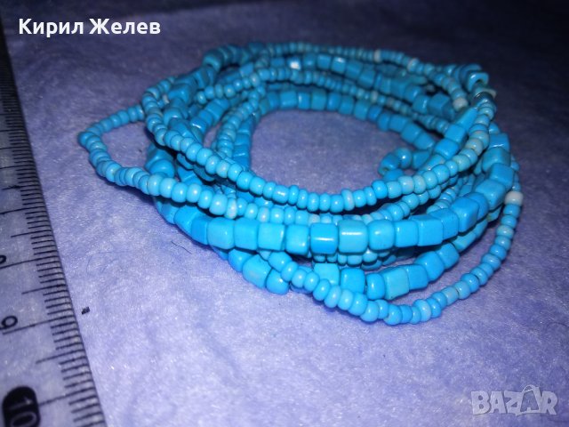 ТЮРКОАЗЕНА ЕЛАСТИЧНА ФЕШЪН АРТ ГРИВНА ХЕНД - МЕЙД НАКИТ 34690, снимка 6 - Гривни - 39177114