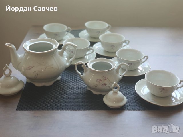 Красив порцеланов сервиз за чай Коста Йорданов, снимка 5 - Сервизи - 42521868