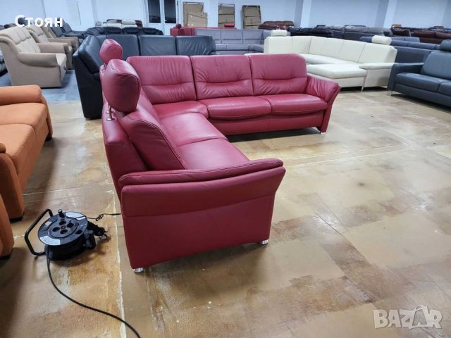 Червен кожен ъглов диван "HUKLA HU-SF15058" с ел.релакс, снимка 9 - Дивани и мека мебел - 39688909