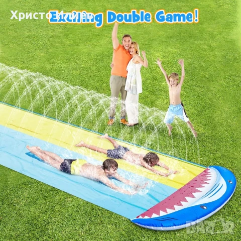 Голяма водна пързалка двойна с водни дюзи и 2 бодиборда 4.80м, снимка 2 - Други - 51358269