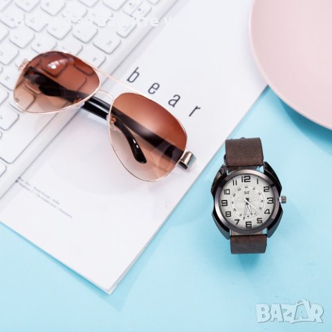Мъжки подаръчен комплект, красиво опакован ръчен часовник и комплект слънчеви очила 2 в 1 , снимка 2 - Мъжки - 44329302
