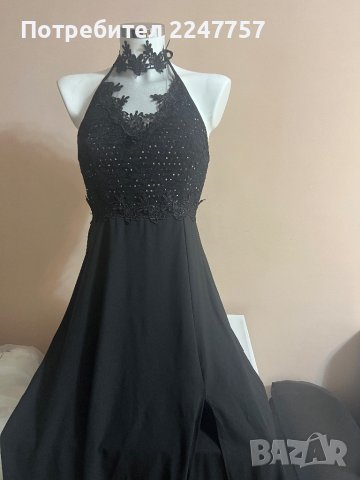 Дълга черна рокля с цепка размер S/M, снимка 3 - Рокли - 40958367