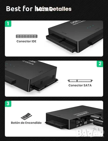 UGREEN USB IDE адаптер-достъп до 3 устройства едновременно, снимка 6 - UPS захранвания - 49650376