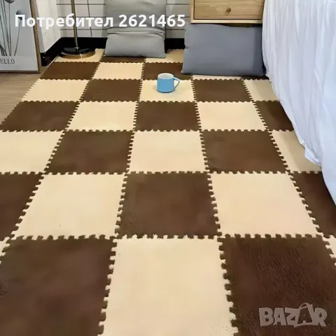Велурен мек килим - пъзел , комплект от 12 части, за под на детска стая, 30х30 см, снимка 5 - Килими - 49169951