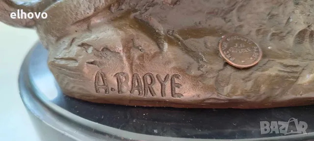 Бронзова фугура на лъв със змия Антоан-Луи Барие, снимка 4 - Антикварни и старинни предмети - 48009429