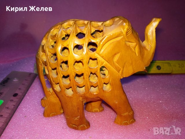 ДЪРВЕНО СЛОНЧЕ ФИНА ДЪРВОРЕЗБА МАЙСТОРСКА АЖУРНА РЪЧНА ИЗРАБОТКА ЧАЕНО ДЪРВО АЗИЯ 26567, снимка 2 - Статуетки - 44313910