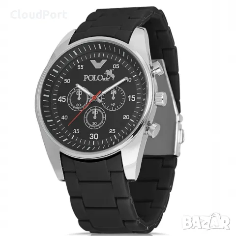  Мъжки комплект, 55 мл Парфюм и часовник, Polo Air, Сиво/Черно, снимка 3 - Мъжки - 50393983