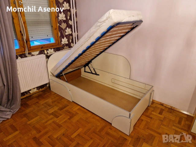 Единично легло с повдигащ механизъм и матрак 90/190см, снимка 5 - Спални и легла - 53429354