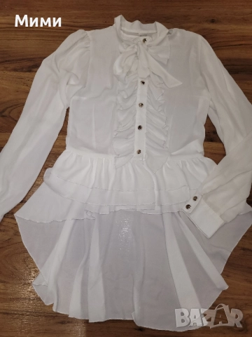 Бяла риза Lucy с удължен гръб , снимка 2 - Ризи - 52207238