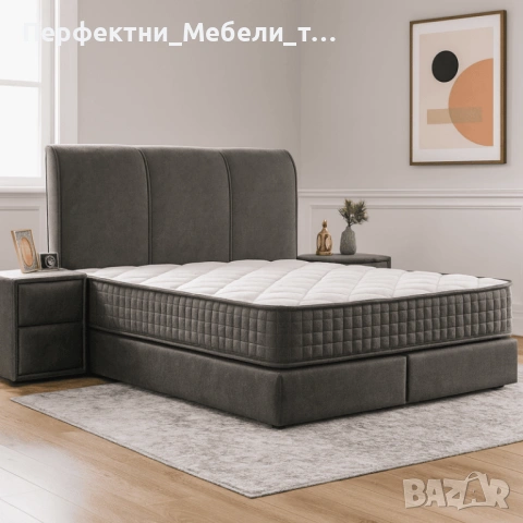 Стилна тапицирана спалня за тинейджър/ка 120X200 с матрак в МЕКА сива нежна дамаска